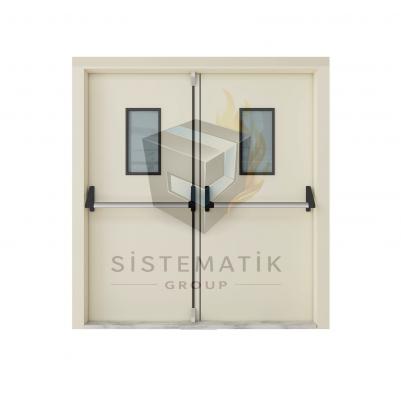 YANGIN KAPISI ÇİFT KANAT CAMLI